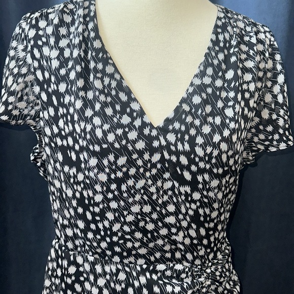 Sam Edelman Black & White Printed Ruched Midi Dress EUC S12 - Picture 12 of 17